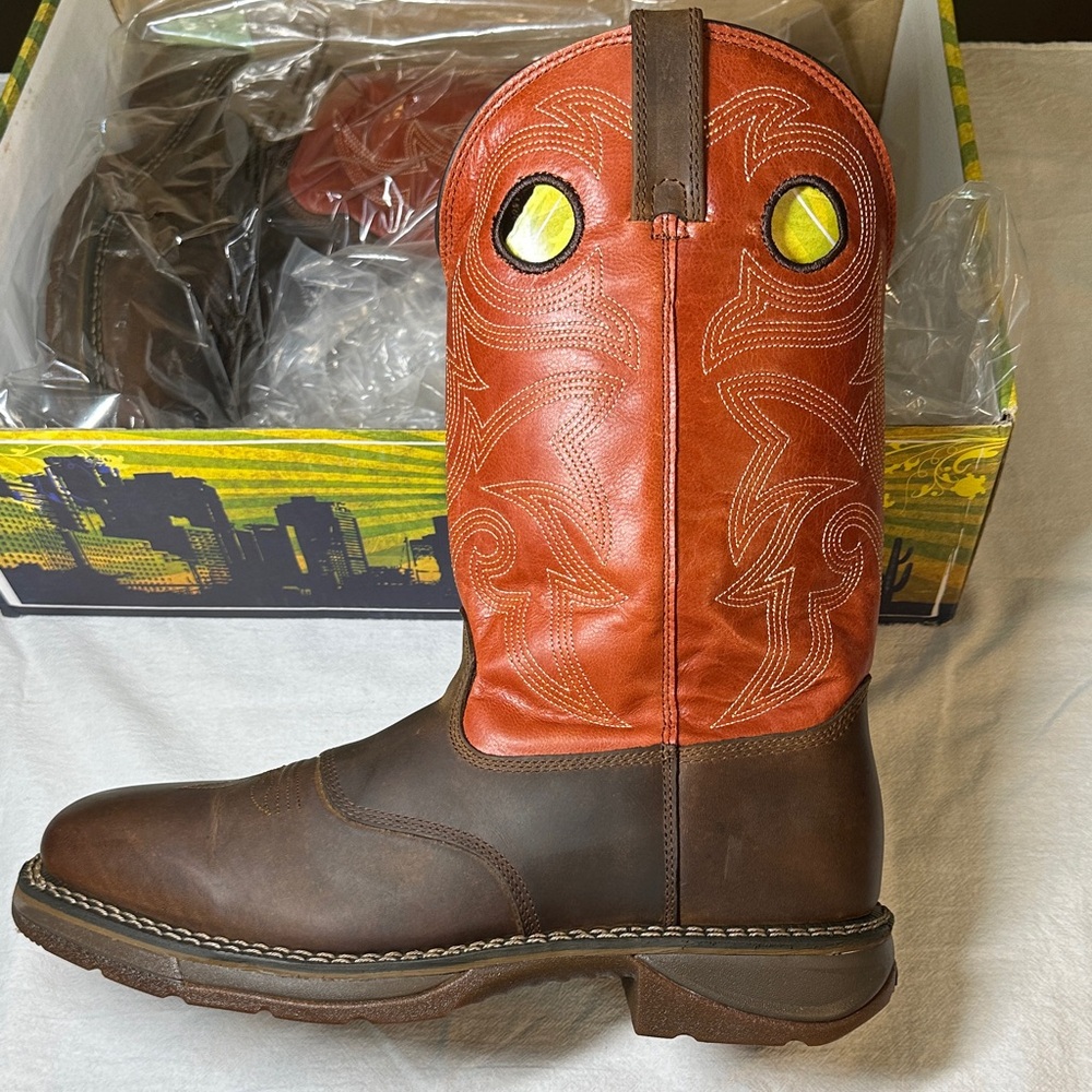 NEW Durango Men's 12 inch Western Workin Rebel Riding Boot, Brown/Orange, 12 M